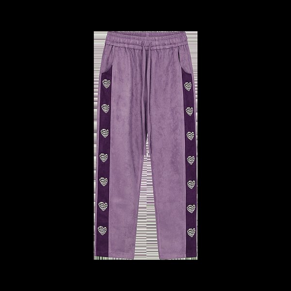 Street hip-hop suede love embroidered letters INS straight-leg pants