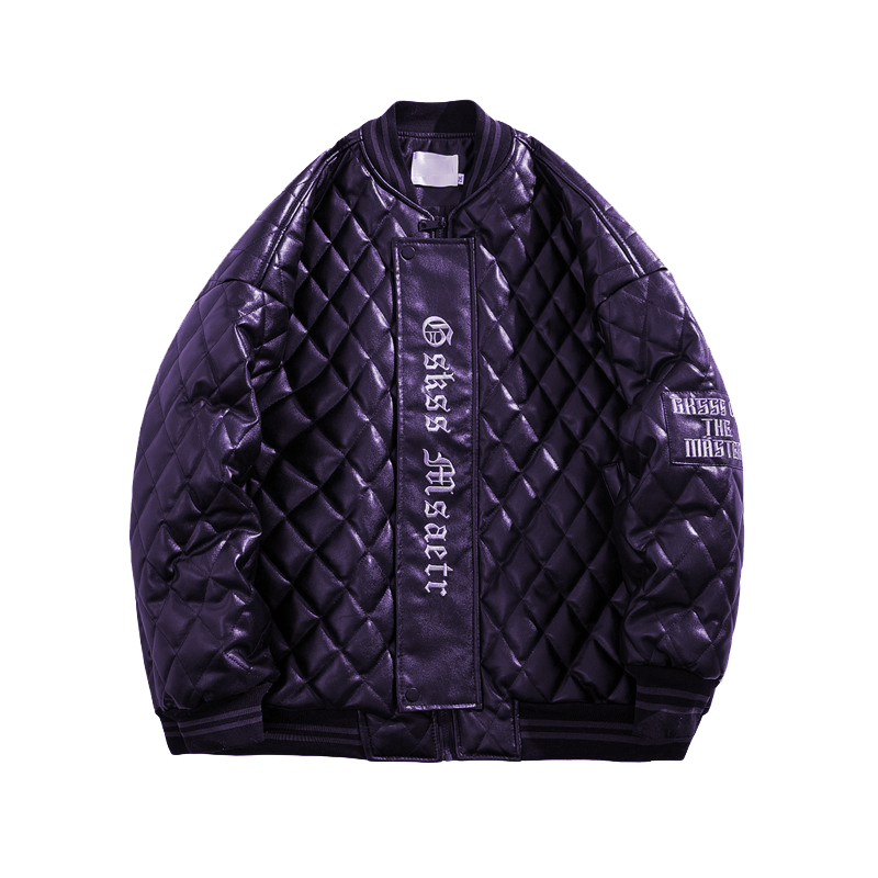 Men's winter coat loose baseball uniform trend diamond check cotton coat