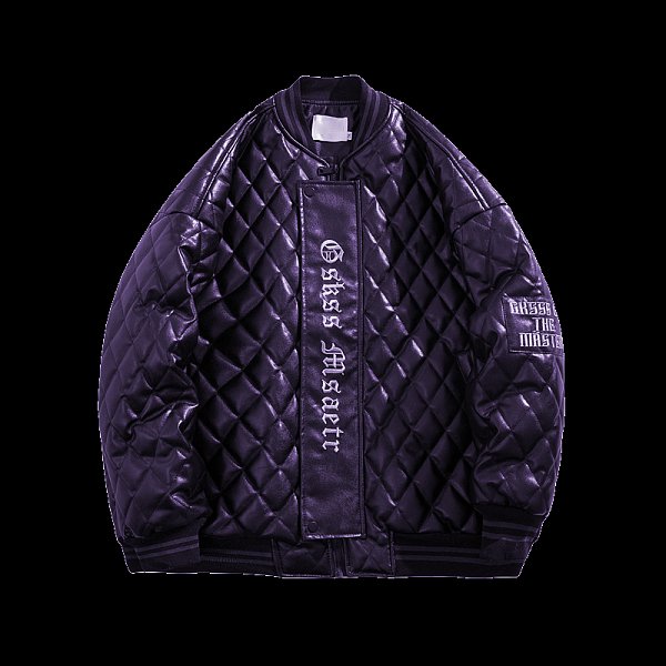 Men's winter coat loose baseball uniform trend diamond check cotton coat