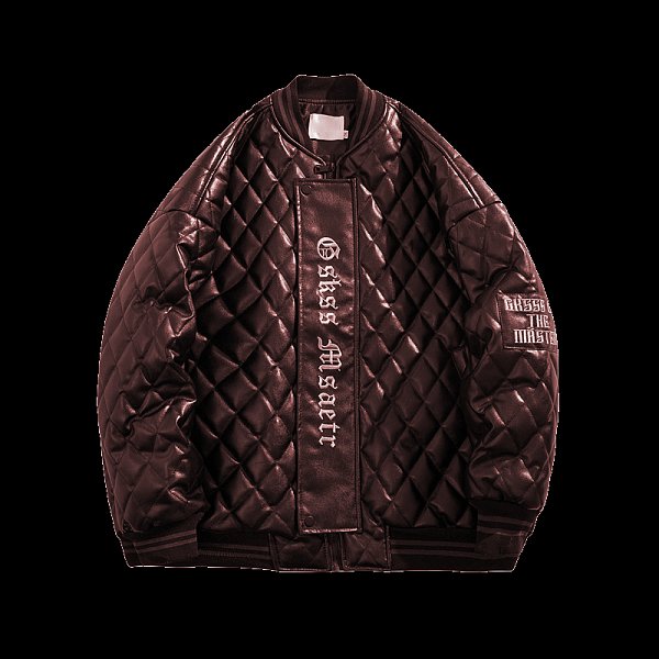 Men's winter coat loose baseball uniform trend diamond check cotton coat