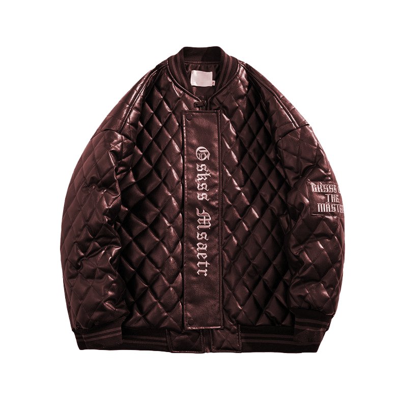 Men's winter coat loose baseball uniform trend diamond check cotton coat