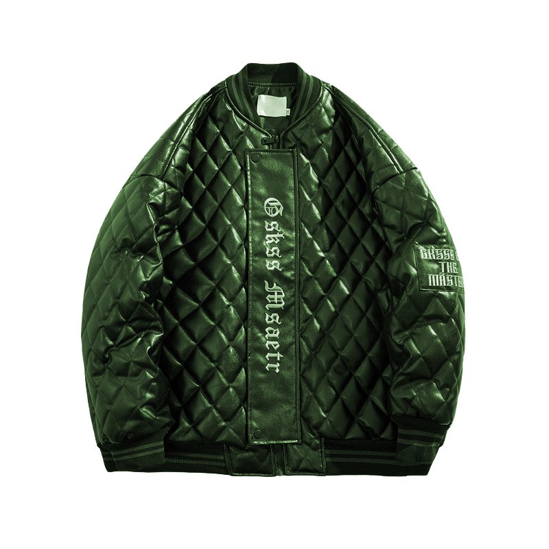 Men's winter coat loose baseball uniform trend diamond check cotton coat