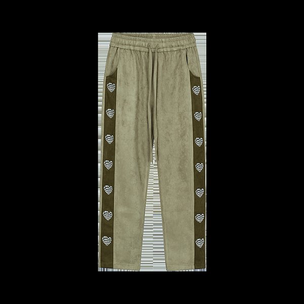 Street hip-hop suede love embroidered letters INS straight-leg pants