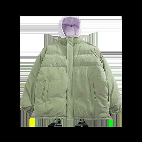 Men's cotton-padded jacket fake two-piece hooded cotton-padded jacket