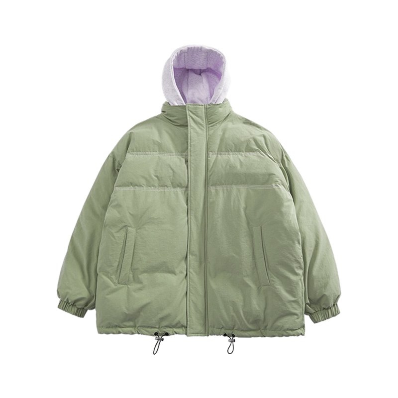 Men's cotton-padded jacket fake two-piece hooded cotton-padded jacket