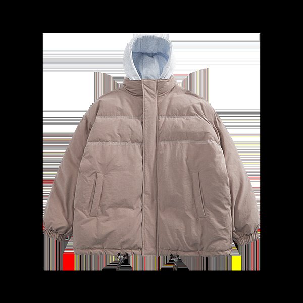 Men's cotton-padded jacket fake two-piece hooded cotton-padded jacket