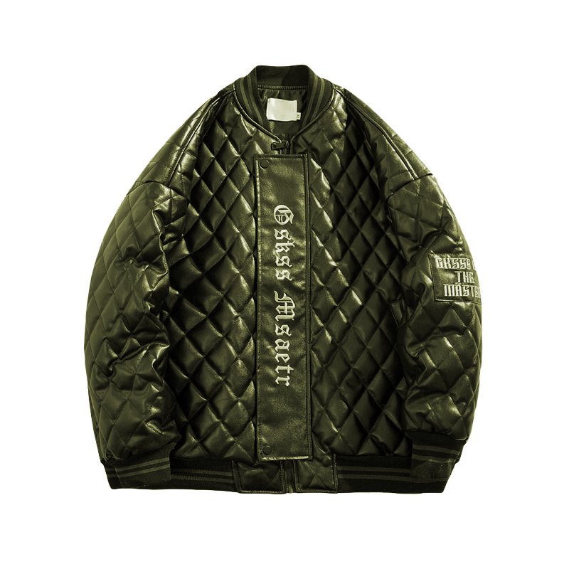 Men's winter coat loose baseball uniform trend diamond check cotton coat