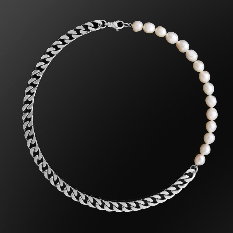 10mm Baroque Pearl Necklace White Gold/Yellow Gold