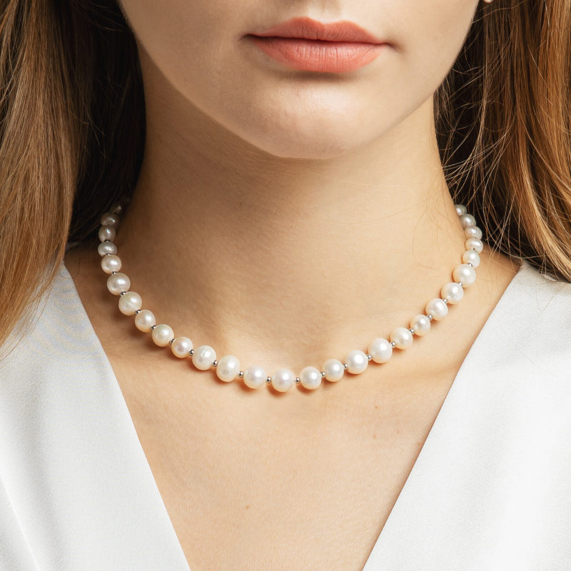 8mm 18in Freshwater Pearl Beaded Necklace