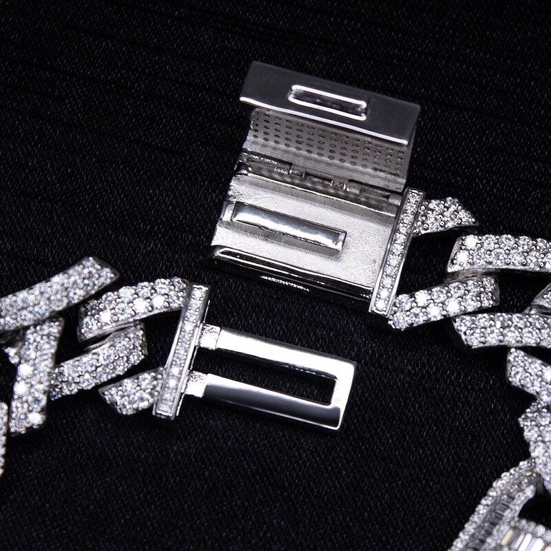 Custom 17mm Baguette Moissanite Diamond Cuban Bracelet 925 Sterling Silver Iced Out Men's Hip Hop Bracelet