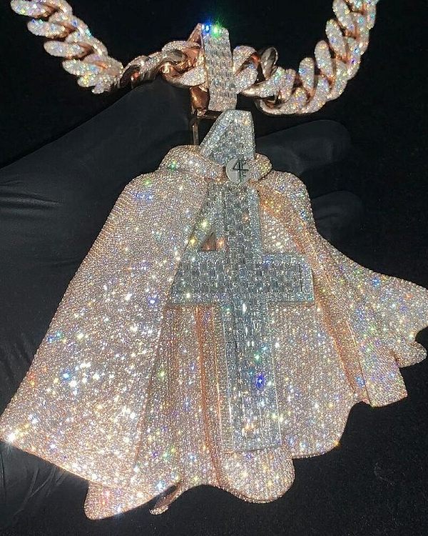 Custom Moissanite Diamond Cloak Pendant Hip hop Solid 3d Full Iced Out S925 Cross Necklace Chain Men's Jewelry