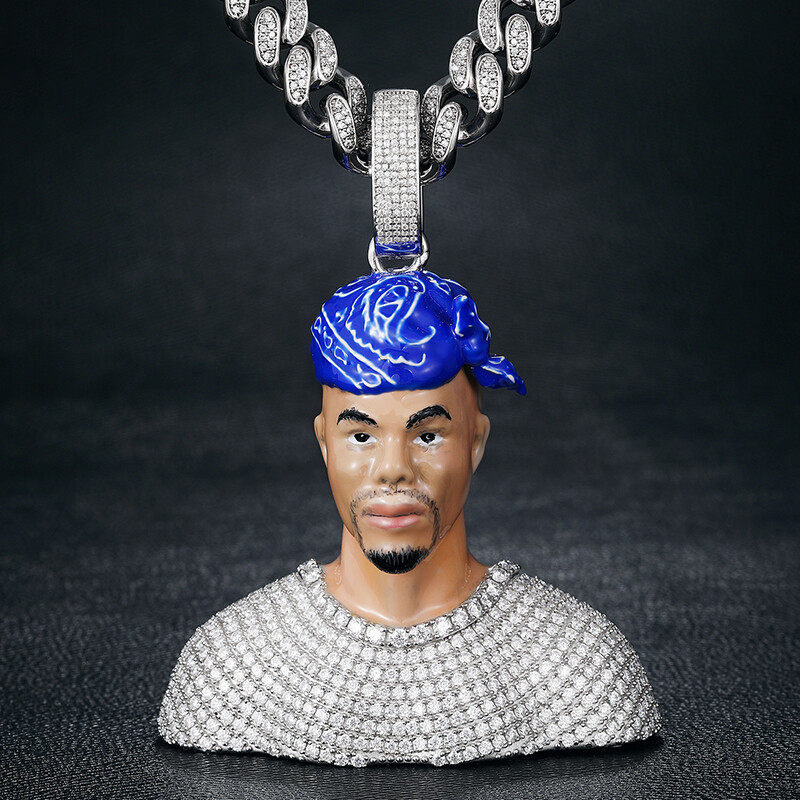 Custom Enamel Body Pendant, Full Iced Out S925 Moissanite Diamonds, Pass Diamond Tester