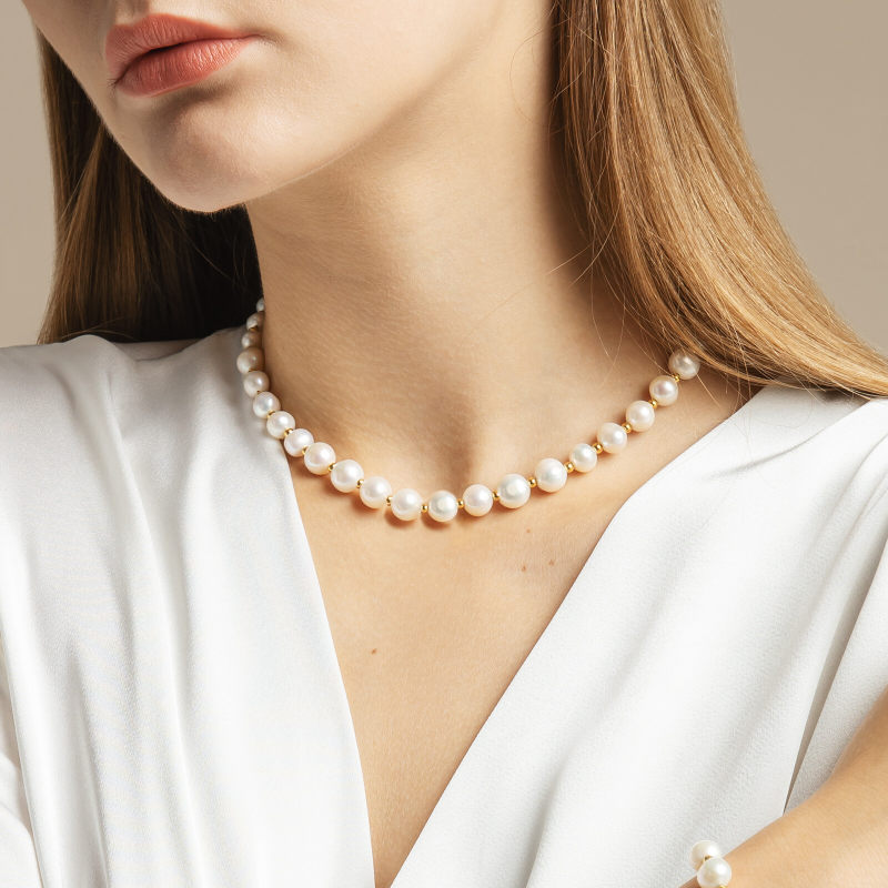 8mm 18in Freshwater Pearl Beaded Necklace