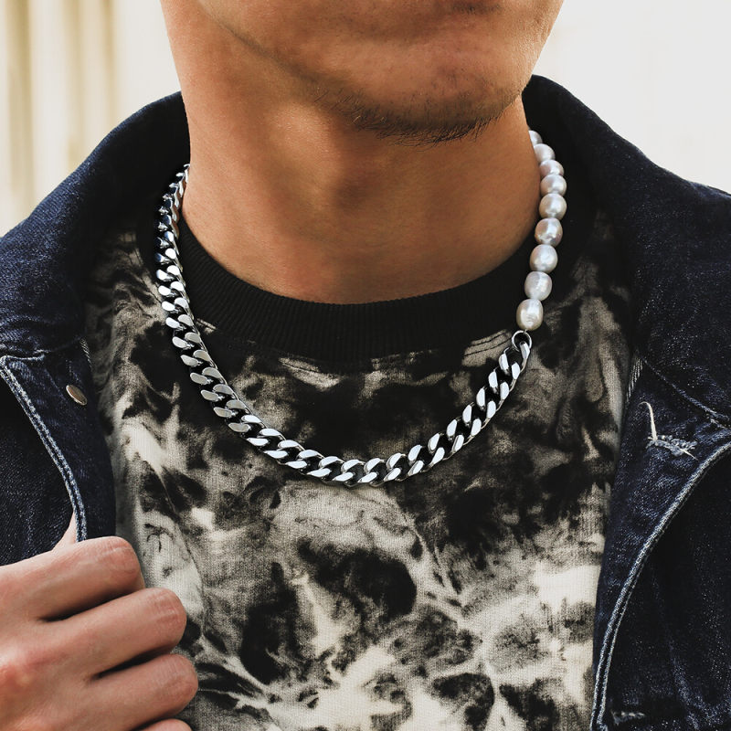 10mm Baroque Pearl Necklace White Gold/Yellow Gold