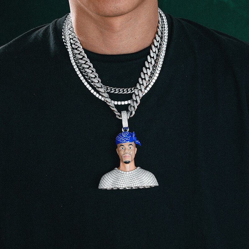 Custom Enamel Body Pendant, Full Iced Out S925 Moissanite Diamonds, Pass Diamond Tester