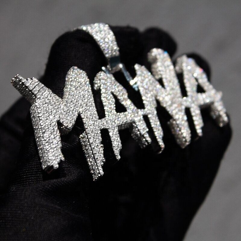Custom Moissanite Diamond Letter Pendant, Iced Out Hip Hop Rapper Name Necklace Chain