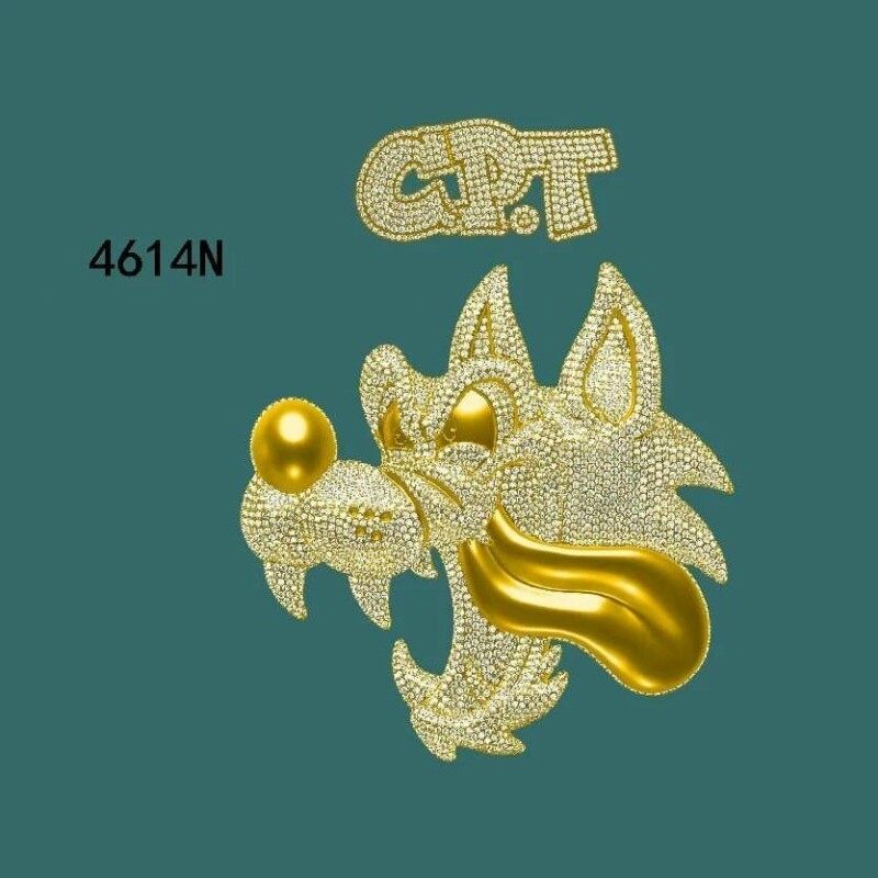 Custom Wolf Pendant With Enamel Tongue, 925 Sterling Silver Vvs Moissanite Diamond, Pass Diamond Tester Iced Out Hip Hop Jewelry