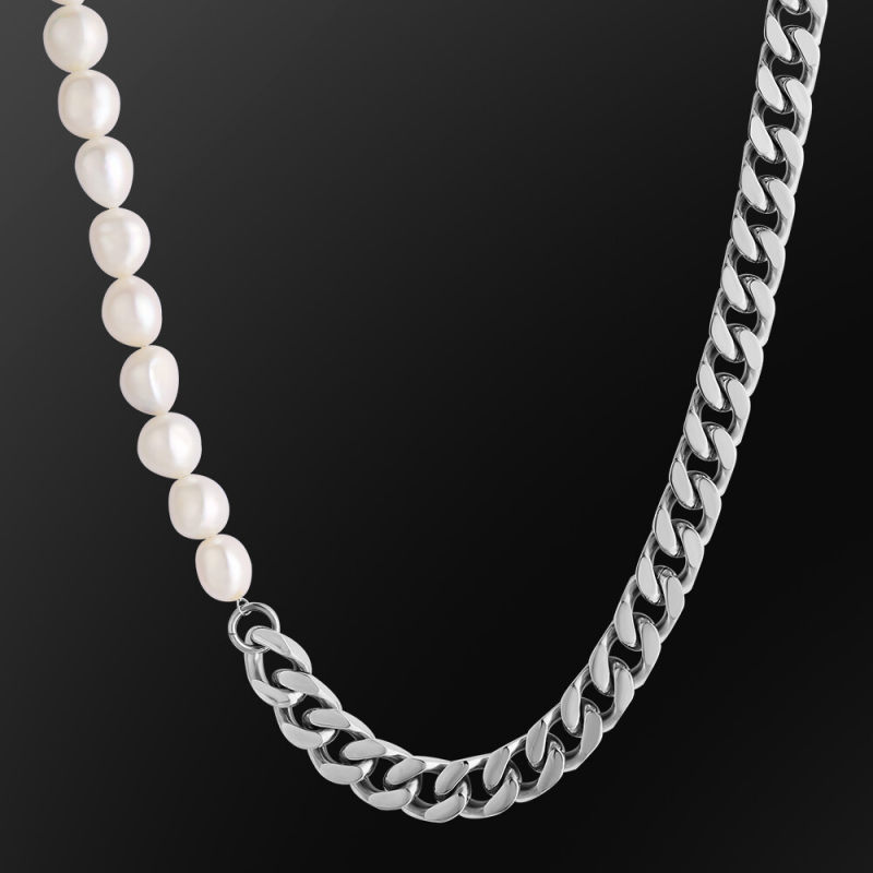 10mm Baroque Pearl Necklace White Gold/Yellow Gold